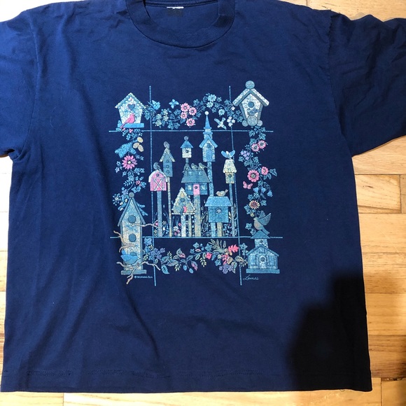 Navy bird house tee - Picture 1 of 3